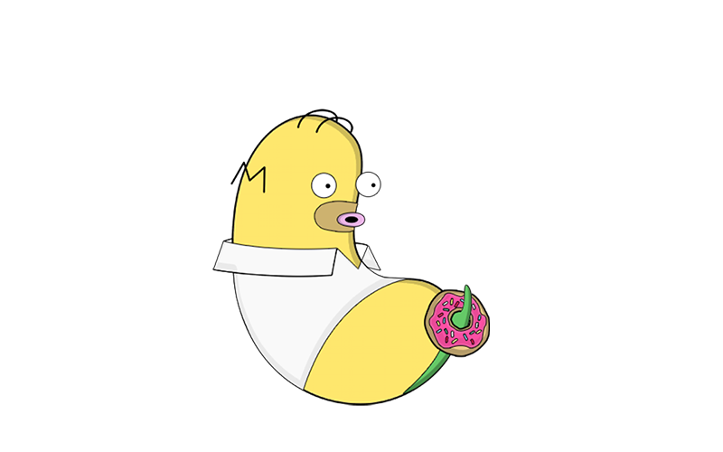 nutbean character as homer simpson