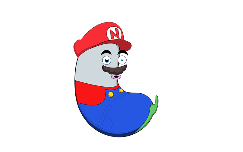 nutbean character as mario