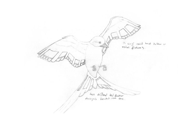 abstract sketch of a fictional bird