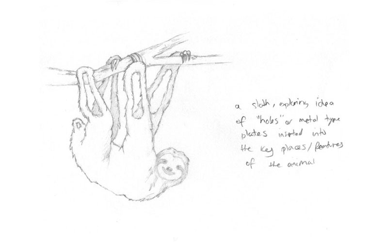 abstract sketch of a sloth