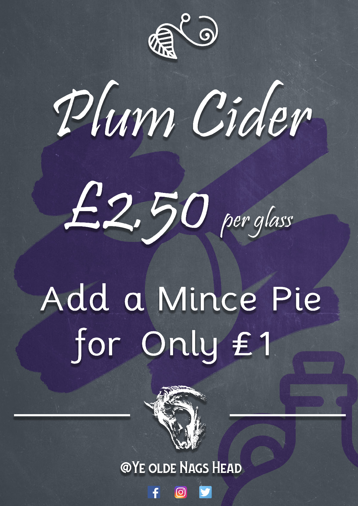 ye olde nags head plumb cider poster